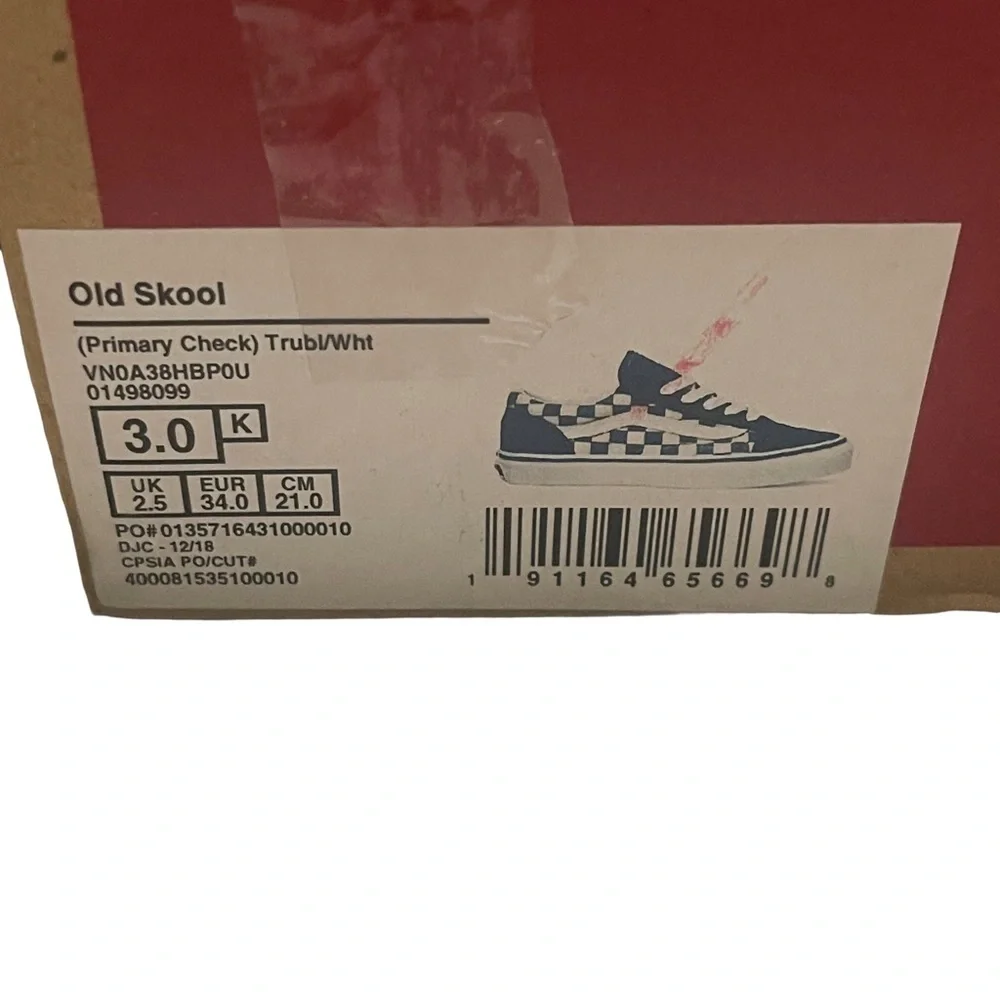 NEW Vans Old Skool (Primary Check) Trubl/Wht Blue Checkered Sneakers Skate Shoes